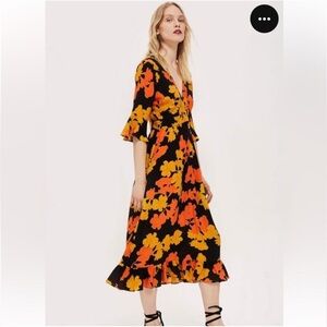 Topshop Floral Midi Dress
